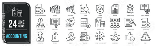 Accounting thin line icons. Editable stroke. For website marketing design, logo, app, template, ui, etc. Vector illustration.