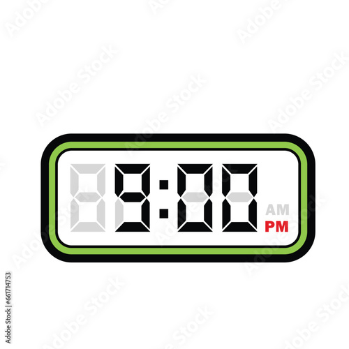 Single Digital Clock Time at 9:00 PM