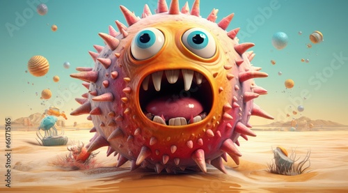 cartoon germs bacteria and viruses © jambulart