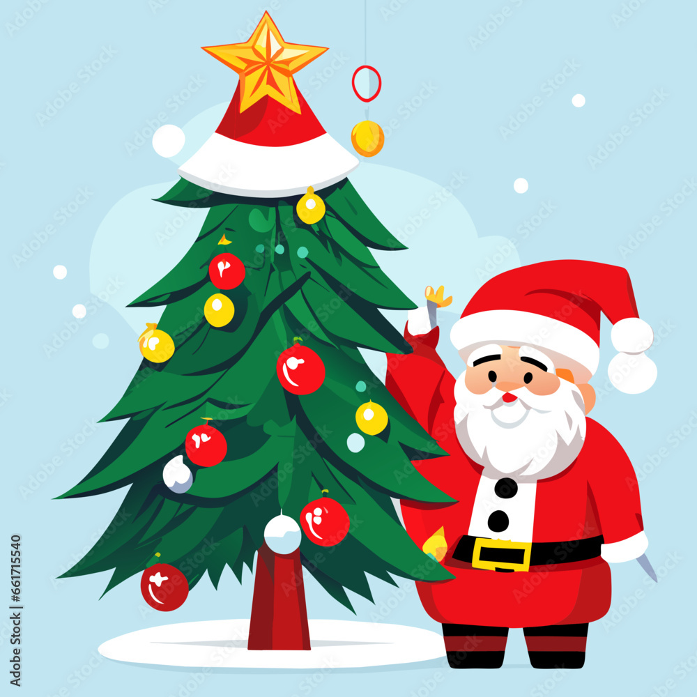Santa Claus and the Festive Christmas Tree. Santa Claus and the Festive Christmas Tree.