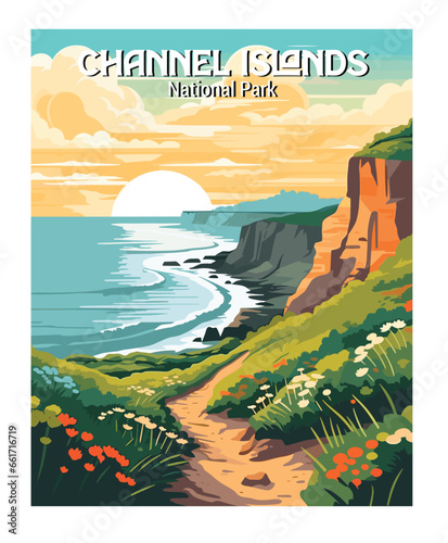 Vector Art of Channel Islands National Park. Template of Illustration Graphic Modern Poster for art prints or banner design