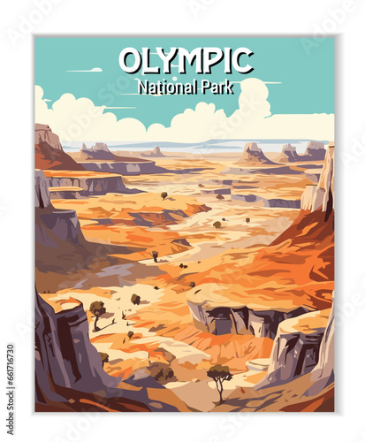 Vector Art of Petrified Forest National Park. Template of Illustration Graphic Modern Poster for art prints or banner design