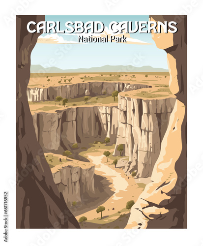 Vector Art of Carlsbad Caverns National Park. Template of Illustration Graphic Modern Poster for art prints or banner design