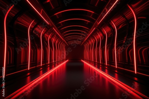 Sleek Minimalist Design Capturing 3D Patterns and Neon Lights in a Futuristic Tunnel,ai generated