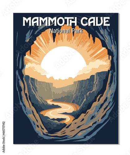 Vector Art of Mammoth Cave National Park. Template of Illustration Graphic Modern Poster for art prints or banner design