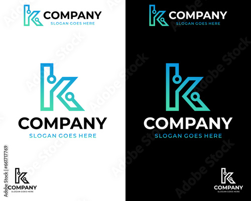 letter k technology logo