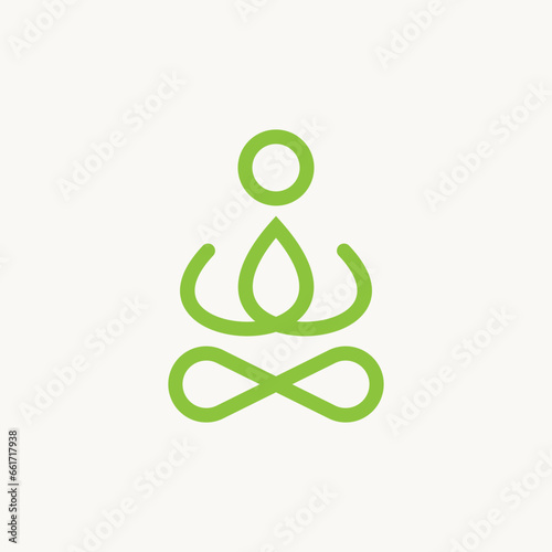 Logo design graphic concept creative abstract premium vector sign stock unique meditation yoga line with meta infinity Related to health care wellness