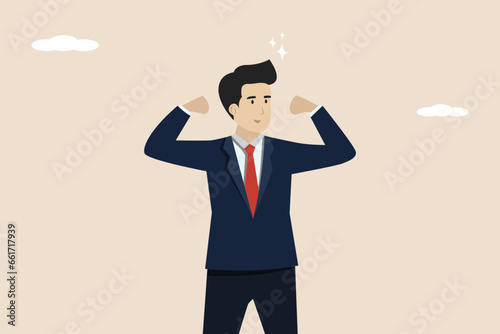 Strong company leader, intelligent or wise business leader, strong and handsome successful businessman vector.