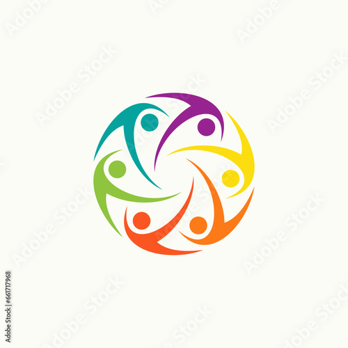 Logo design graphic concept creative abstract premium vector stock 6 hands together silhouette shoulder on circular. Related to active community care