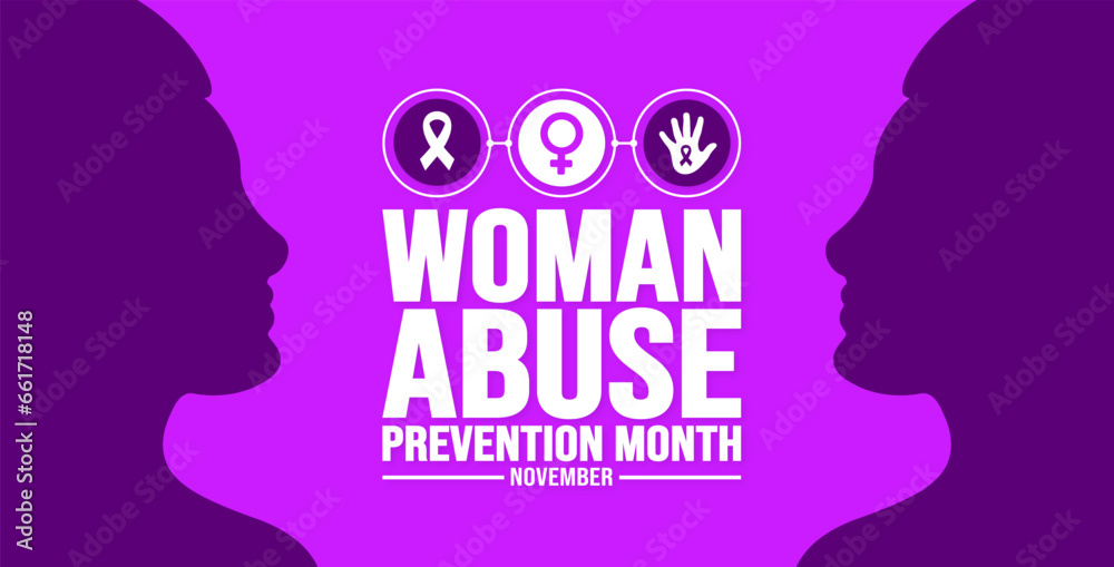 November is Woman Abuse Prevention Month background template. Holiday concept. background, banner, placard, card, and poster design template with text inscription and standard color. vector
