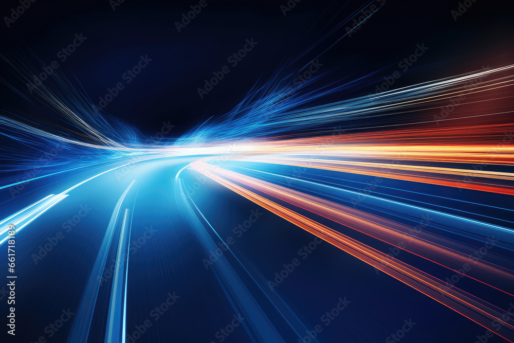 Colorful lines lead to the distance, speed concept background image - obrazy, fototapety, plakaty 
