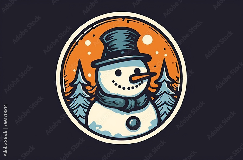 snowman with christmas tree