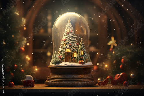 Classic and cozy Christmas holidays background theme with copy space. Generative AI © Rytis