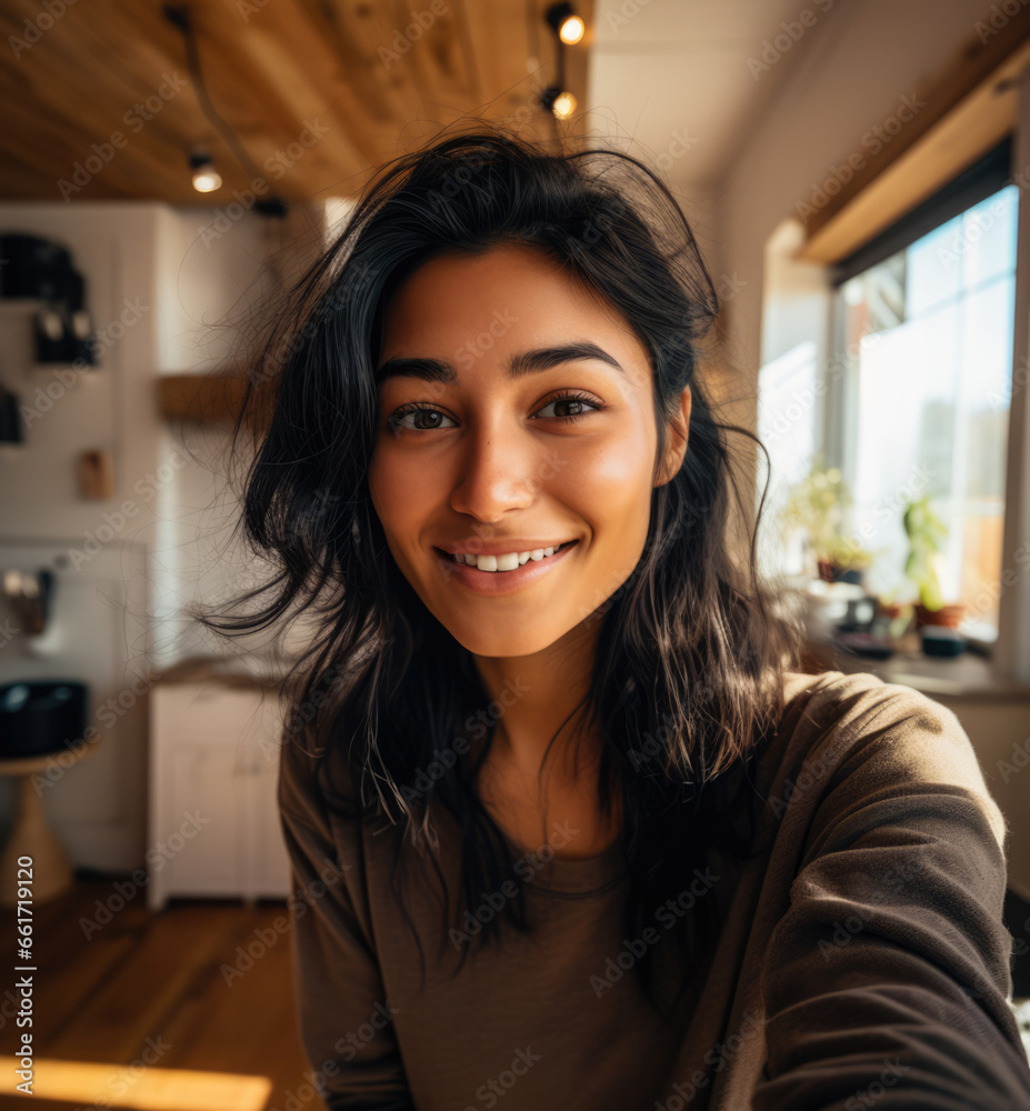 Young Asian woman taking a selfie at home Young Asian woman taking a selfie at home