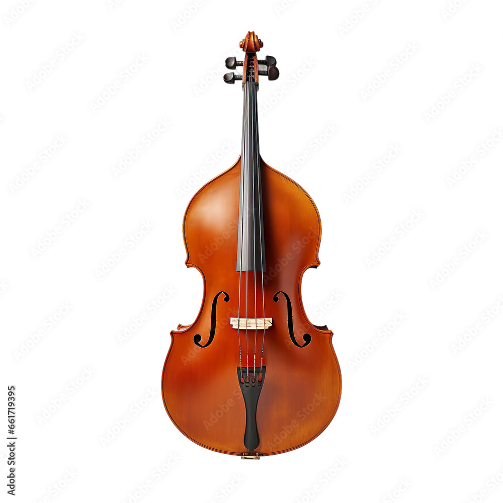 Obraz premium front view of double bass musical instrument isolated on a white transparent background
