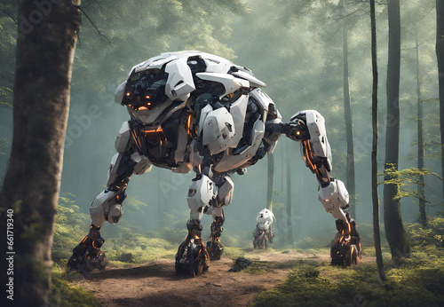 Massive Mechanical Battle Bot, Futuristic Combat Robot, Giant Mechanized Warrior, Robotic War Machine, Technological Battle Behemoth