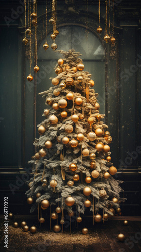 Elegant Decor: Glistening Ornaments on the Tree, generative ai