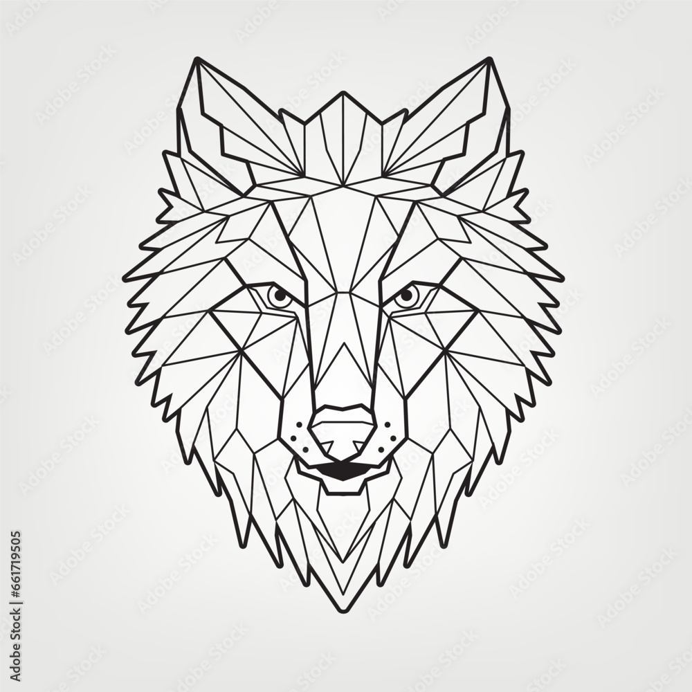 Fototapeta premium Triangular wolf head, company logo, stylish illustration