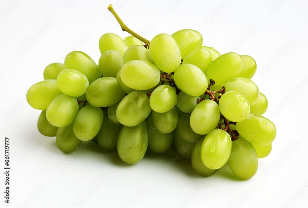 Bunch of green grapes isolated on white background. AI Generated Images