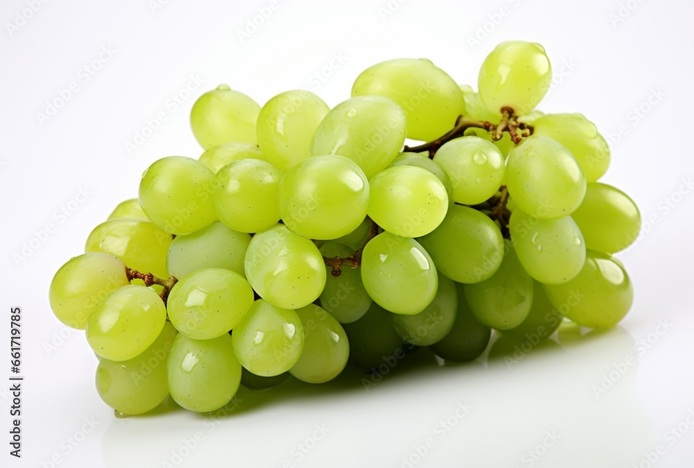 Bunch of green grapes isolated on white background. AI Generated Images