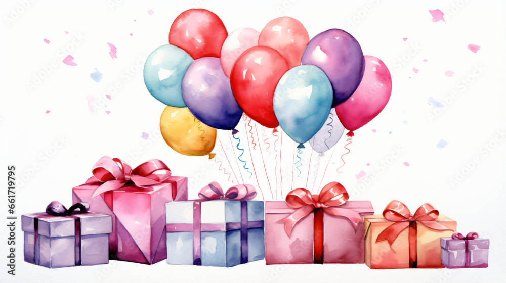 Gift boxes and balloons
