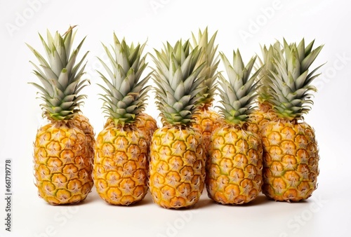 Bunch of pineapples isolated on white background. AI Generated Images