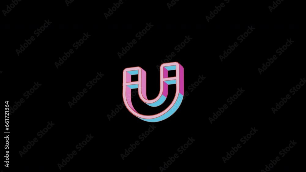 Bright magnet icon is jumping merrily. Retro style. Alpha channel black. Looped from frame 120 to 240, Alpha BW at the end Bright magnet icon is jumping merrily. Retro style. Alpha channel black. Looped from frame 120 to 240, Alpha BW at the end