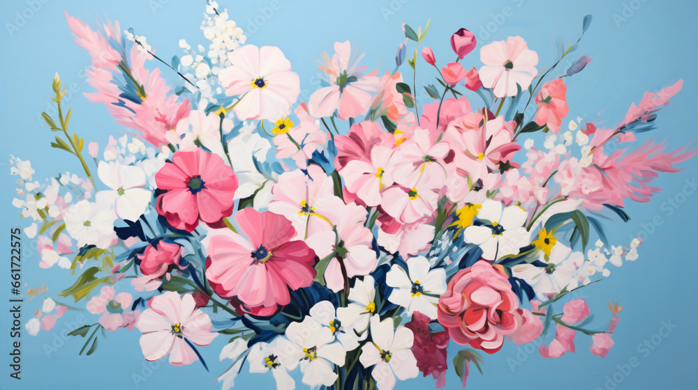 Varietya painting of a bunch of flowers