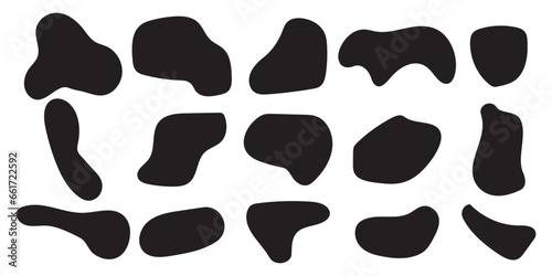 Abstract black set of organic irregular shape blocks.