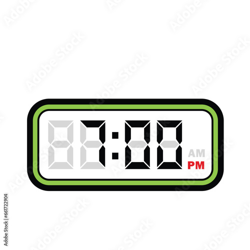Single Digital Clock Time at 7:00 PM