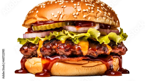 BBQ Burger en gros plan, sans background en transparence