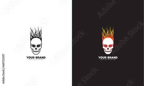 Fire skull logo, vector graphic design