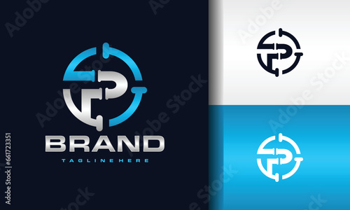 letter P pipe circle logo