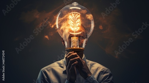 A person with a lightbulb above their head, highlighting the creative aspect of entrepreneurship