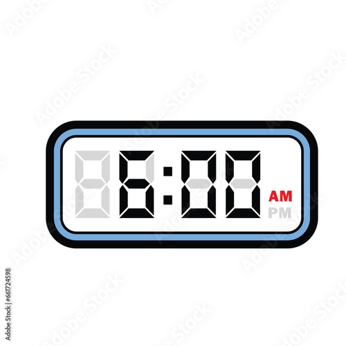 Single Digital Clock Time at 6:00 AM