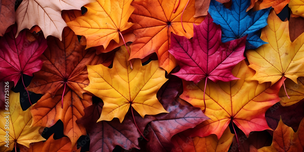 Colorful and bright background of fallen autumn leaves