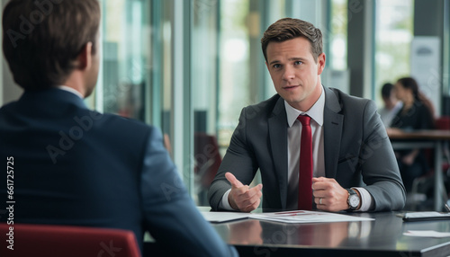 Employment Interview Meeting - Candidate and Interviewer in Discussion with Handshake © PNG River Gfx