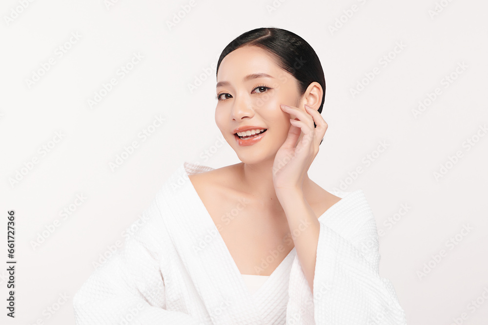 Beautiful young asian woman with clean fresh skin on white background, Face care, Facial treatment, Cosmetology, beauty and spa, Asian women portrait. Beautiful young asian woman with clean fresh skin on white background, Face care, Facial treatment, Cosmetology, beauty and spa, Asian women portrait.