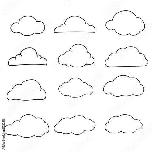 Set of vector clouds illustration on white background