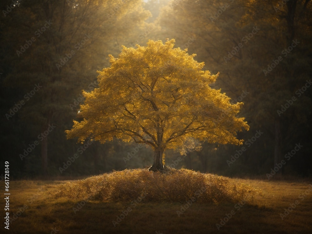 A tree with golden leaves