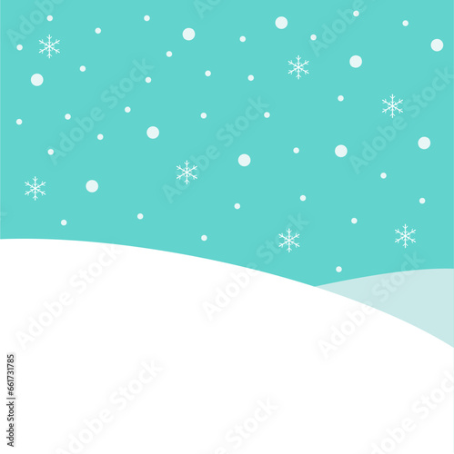 Snowing landscape. Snowdrifts and snowfall vector illustration. Winter background.