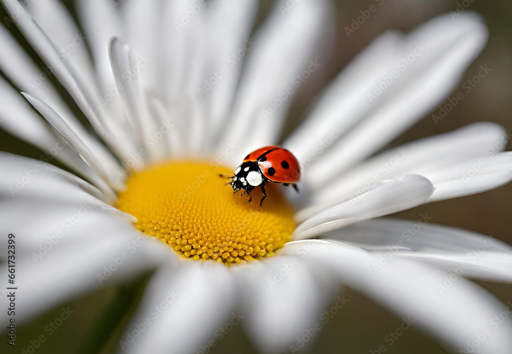 ladybug on camomile, ladybird on daisy, ladybug on camomile, ladybird on daisy,