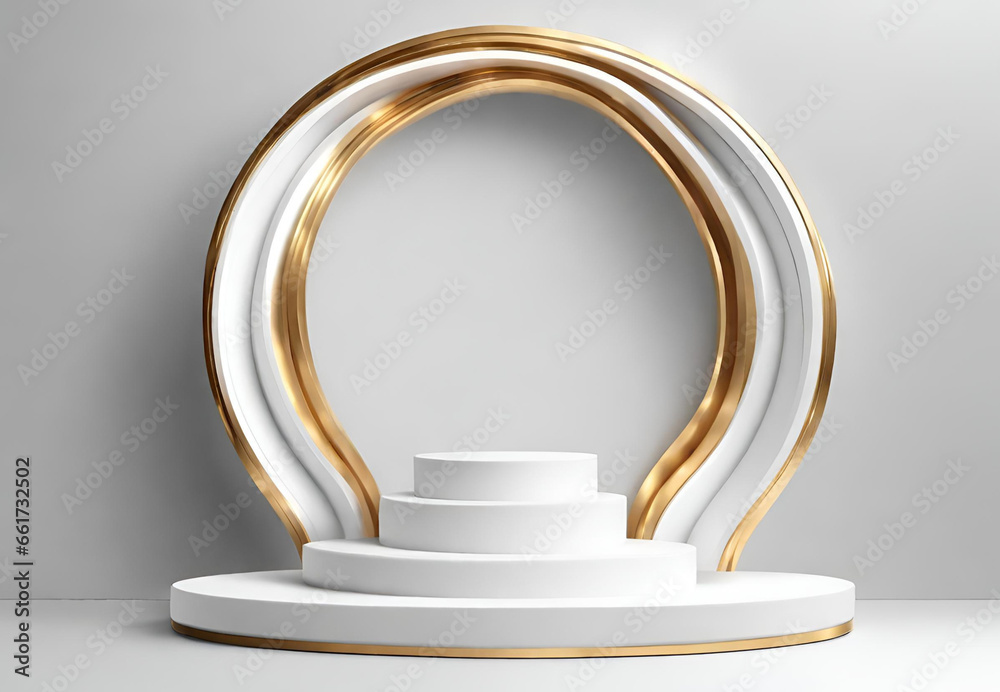 Luxurious Gold Presentation Platform, Gilded Showcase Podium Luxurious Gold Presentation Platform, Gilded Showcase Podium