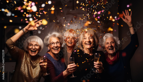 Older women celebrate, the concept of Christmas and New Year