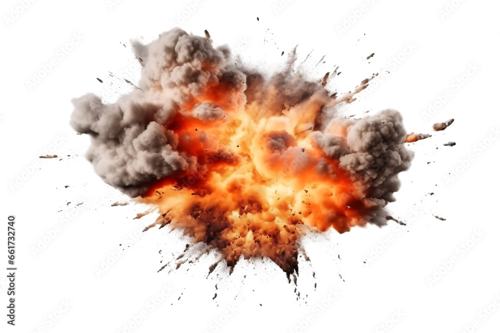 Extremely Realistic Explosion Border Down isolated on transparent or white background, PNG