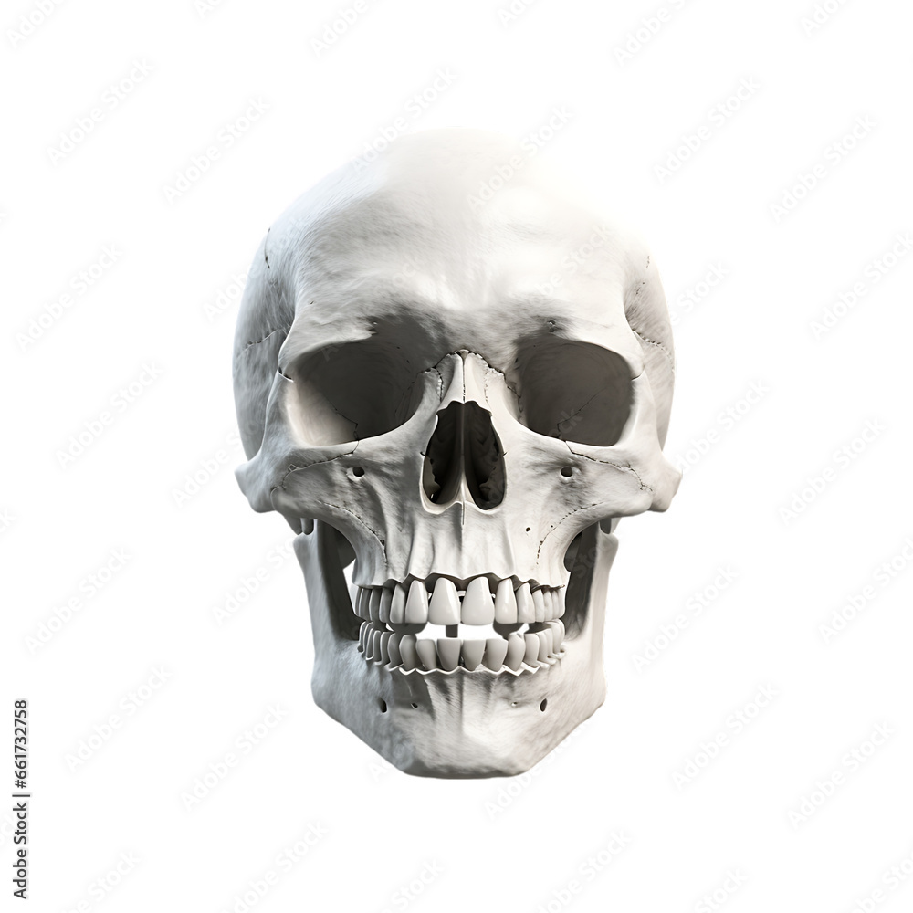 Fototapeta premium Skull isolated on transparent or white background, PNG