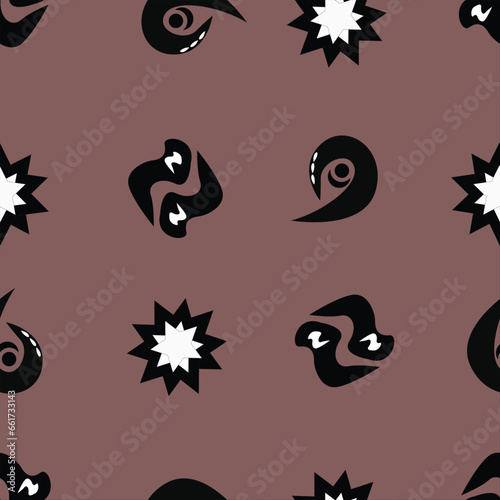 Seamless pattern abstract various kinds of shapes with brown color