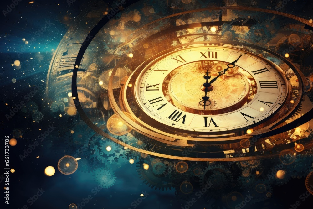 Fototapeta premium Abstract background with symbols of time and cyclicity