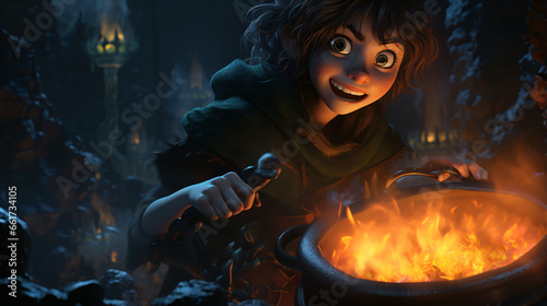 Black cauldron 3d illustration