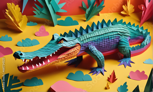the paper statue of the great lake crocodile